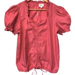 BiBi coral 100% cotton sweetheart nk ruff nk & slv tp SZ L milkmaid Cottagecore